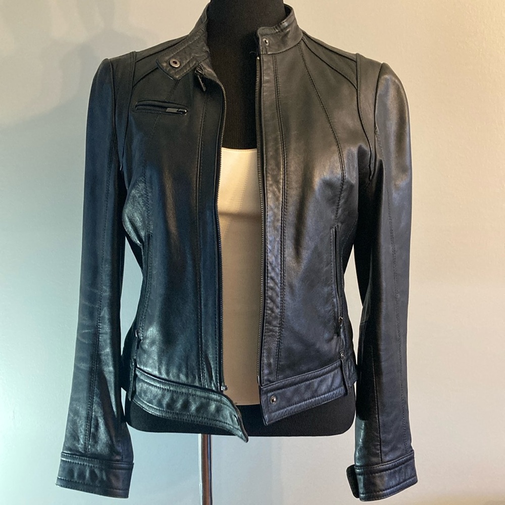 Genuine leather moto style jacket